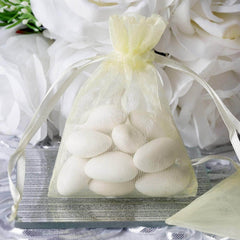 10 Pack 3"x4" Yellow Organza Drawstring Wedding Party Favor Gift Bags- Clearance SALE