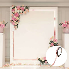 100 Yds 3/8" Rose Gold Metallic Film Tape Adhesive, DIY Floral Wrap Craft Decor Tape - Polyester with Acrylic