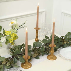 10-Pack Taper Candles Premium Wax Design Beige - Unscented Candles for Upscale Settings 10"