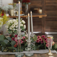 3-Pack LED Decorative Lighting Warm Flickering Silver - Flameless Taper Candles 11"