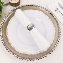 4 Pack Shiny Metallic Silver Acrylic Napkin Rings
