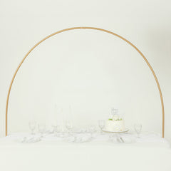 4ftx6ft Gold Metal Over-The-Table Rod Stand with Clamps, Round Top Balloon Arch Flower Stand for Wedding and Party Decorations