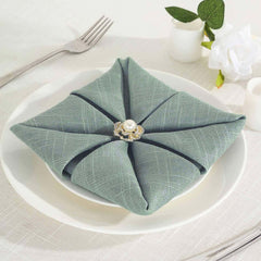 5 Pack Faux Linen 20"x20" Napkins Dusty Blue - Slubby Textured & Wrinkle Resistant Cloth Napkins
