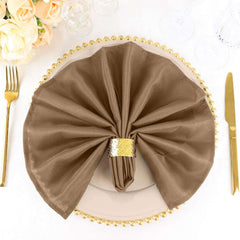 5 Pack Polyester 20"x20" Napkins Taupe - Wrinkle Resistant & Easy Care Cloth Napkins