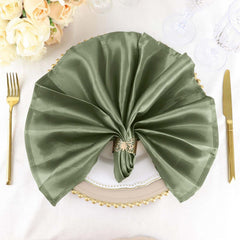 5 Pack Satin 20"x20" Napkins Dusty Sage Green - Luxurious Shine & Smooth Dinner Napkins