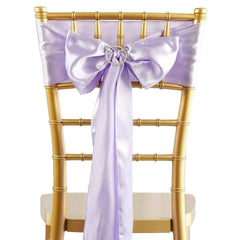 5 Pack Satin Chair Sashes Lavender Lilac - Durable Chair Bows with Shiny Finish 6"x106"