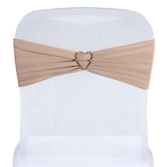 5 Pack Stretch Spandex Chair Sashes Nude - Fitted Finish Two Ply Heavy Duty Chair Bands 5"x12"