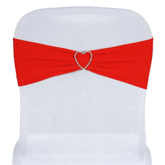 5 Pack Stretch Spandex Chair Sashes Red - Fitted Finish Two Ply Heavy Duty Chair Bands 5"x12"
