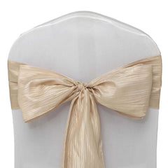 5 Pack Taffeta 6"x106" Chair Sashes Beige Accordion Crinkle Texture - Stylish Decor for Weddings & Gatherings