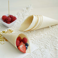 50-Pack Pine Wood Food Cones Eco Friendly Natural Disposable Design - 100% Biodegradable Tasting Serving Cones 6"
