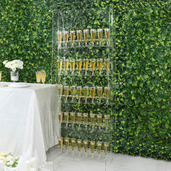 5-Tier Acrylic Champagne Wall Glass Holder Clear, 40 Stemware Rack Cocktail Display Drink Organizer for Classy Events & Banquets 5ft