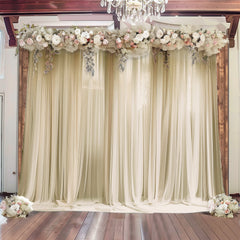 Beige Sheer Backdrop Drape – 5ft x 14ft Wedding Arch & Ceiling Decor Panel, Wrinkle Free with Soft Shimmer