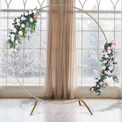 7.5ft Heavy Duty Gold Metal Round Wedding Arch Photo Backdrop Stand