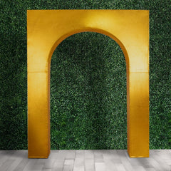 8ft Gold Metallic Spandex Backdrop Stand Cover for Arc de Triomphe Stand, Stretch Fitted Floral Balloon Frame Wedding Arch Cover