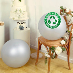 5 Pack Large Silver Biodegradable Balloons, 36" Thickened Extra Strong Eco-friendly Latex Helium Party Balloons