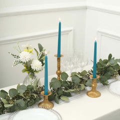 10-Pack Taper Candles Premium Wax Design Blue - Unscented Candles for Upscale Settings 10"
