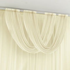 Beige Sheer Chiffon Valance Curtain 4ft x 5ft – Wedding Arch Drape with Rod Pocket, Voile Backdrop Panel