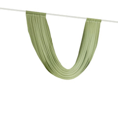 Dusty Sage Green Sheer Chiffon Valance Curtain 4ft x 6ft – Wedding Arch Drape with Rod Pocket, Voile Backdrop Panel
