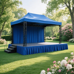 Portable Stage Skirt Royal Blue Polyester Platform Skirting Cloth for Events, Performances & Wedding Staging - 24"x20ft