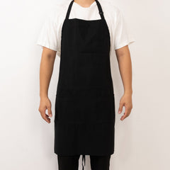 Black Premium Polyester Cooking Chef Apron with Adjustable Neck and Long Ties, Waterdrop Resistant 2 Pockets Unisex Kitchen Bib Apron