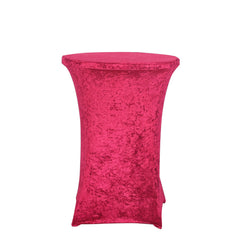 Crushed Velvet Spandex 30" Round Cocktail Table Cover Red Smooth Highboy Tablecloth