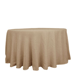 Faux Burlap Jute 108" Round Tablecloth Natural - Rustic Event Table Linen
