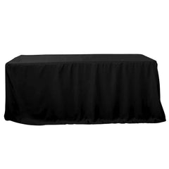 Fitted Polyester 96"x30" Rectangle Tablecloth Black - Durable and Easy to Maintain Table Cover
