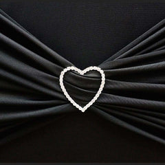 Rhinestone Chair Sash Band Buckle Silver 2" Heart Metal - Glittering Diamond Accent