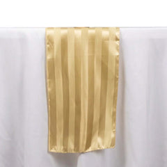 Satin 12"x108" Table Runner Champagne - Stripe Table Decor