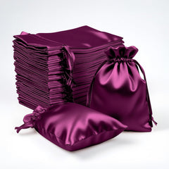 60 Pack Satin Drawstring Favor Gift Bags, Eggplant 3"x4" Jewelry & Candy Bags for Weddings & Parties