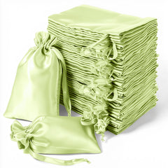 60 Pack 5"x7" Apple Green Satin Drawstring Wedding Party Favor Gift Bags