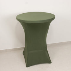 Spandex 30" Round Cocktail Table Cover Dusty Sage Green - Easy to Maintain Stretch Fitted Highboy Tablecloth