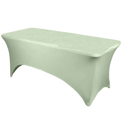 Stretch Spandex 6ft Rectangle Tablecloth Sage Green - Durable Form-Fitting Table Cover