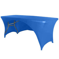Stretch Spandex 72"x30" Rectangular Table Cover Royal Blue with Curved Open Back Design Tailored Professional Look