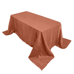 Taffeta 90"x132" Rectangle Tablecloth Terracotta (Rust) - Seamless Accordion Crinkle Table Cover