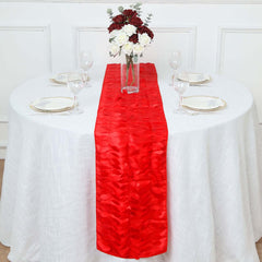 Taffeta Fabric 12"x108" Table Runner Red - 3D Leaf Petal Design