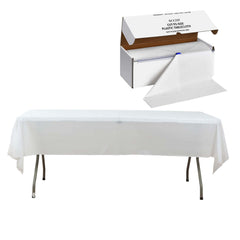 Plastic Table Cover Roll White with Slide Cutter - Customizable Disposable Tablecloth Roll 54"x300ft
