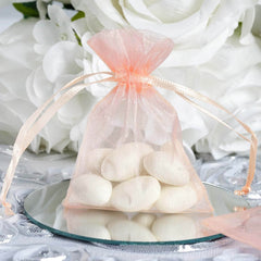 10 Pack 3"x4" Blush Organza Drawstring Wedding Party Favor Gift Bags - Clearance SALE
