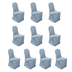 10 Pack Polyester Chair Cover for Banquet Chairs Dusty Blue - Stain-Resistant Reusable Slip-On Slipcover