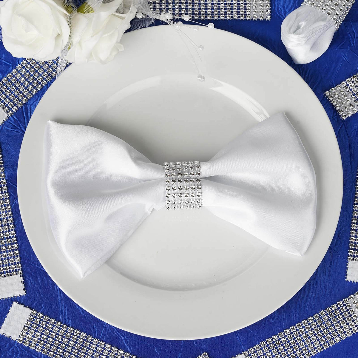 10 Pack Rhinestone Napkin Rings with Velcro Brooch Buckle Silver - Stylish Design for Chair Sashes