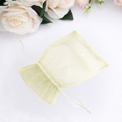 100 Pack Yellow Organza Gift Bags with Drawstring, 4" x 6" – Wedding Party Favor Bags