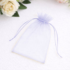 100 Pack Lavender Lilac Organza Gift Bags with Drawstring, 5" x 7" – Wedding Party Favor Bags