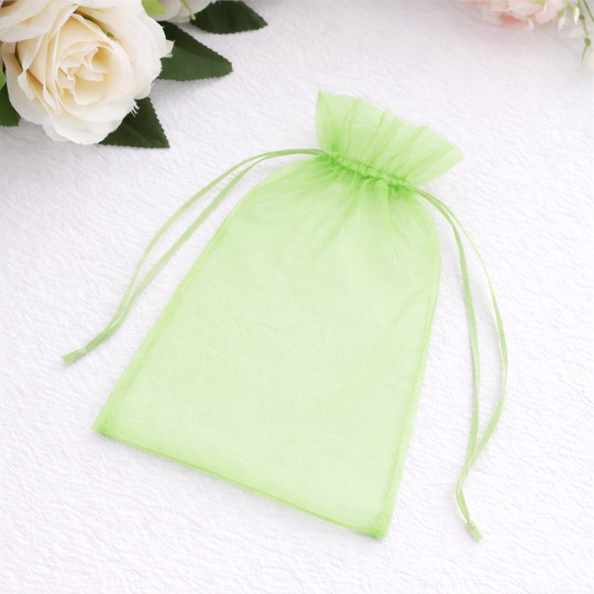 100 Pack Mint Organza Gift Bags with Drawstring, 5" x 7" – Wedding Party Favor Bags