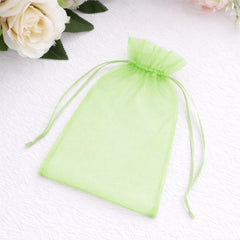 100 Pack Mint Organza Gift Bags with Drawstring, 5" x 7" – Wedding Party Favor Bags