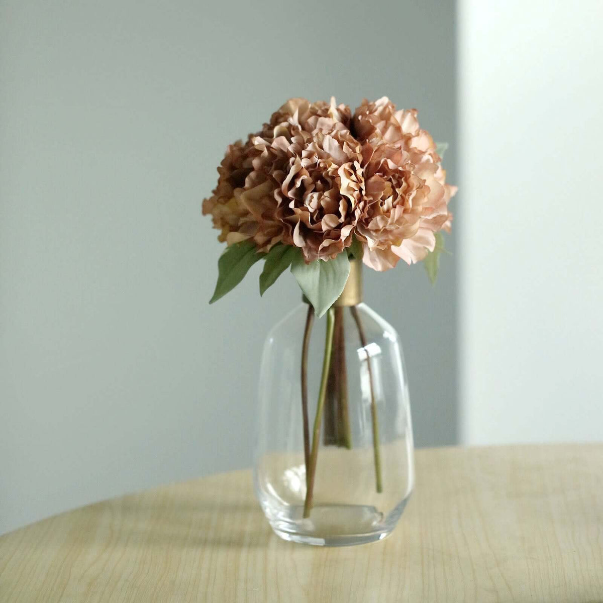 11" Dusty Rose Real Touch Artificial Silk Peonies Flower Bouquet