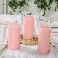 6-Pack Unscented Dripless Pillar Candles – 3"x6" Blush Paraffin Wax with Smokeless Cotton Wicks, Clean & Long-Lasting 60-Hour Burn