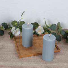 6-Pack Unscented Dripless Pillar Candles – 3"x6" Dusty Blue Paraffin Wax with Smokeless Cotton Wicks, Clean & Long-Lasting 60-Hour Burn