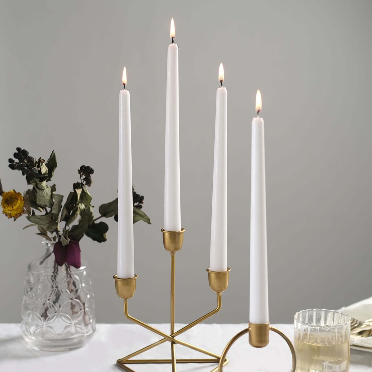 10-Pack Taper Candles Premium Wax Design White - Unscented Candles for Upscale Settings 10"