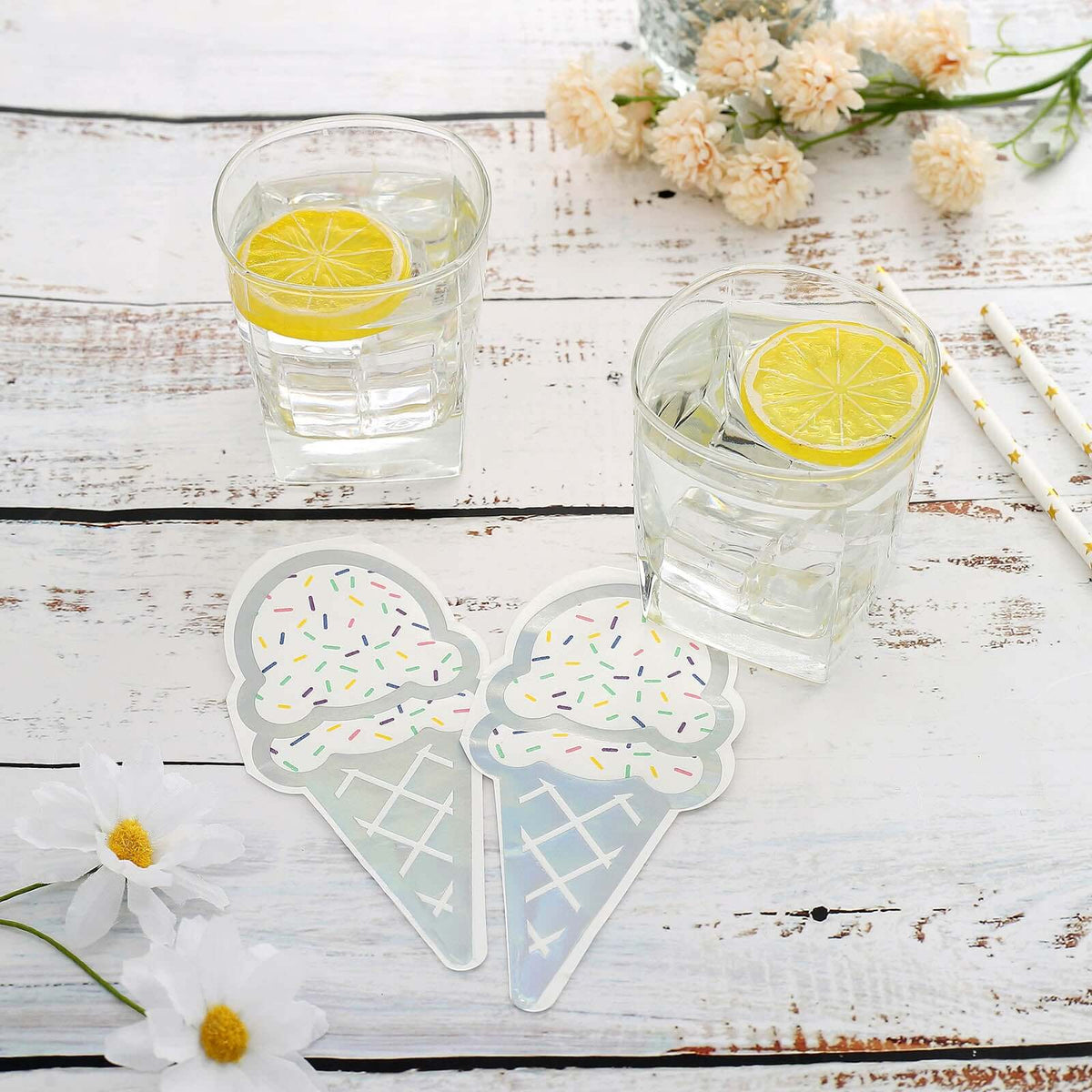20-Pack Paper Cocktail Napkins with Cone Design - Unique Disposable Napkins for Parties 12"x6"