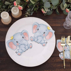 20-Pack Paper Beverage Napkins with Elephant Shape - Disposable Baby Shower Cocktail Napkins